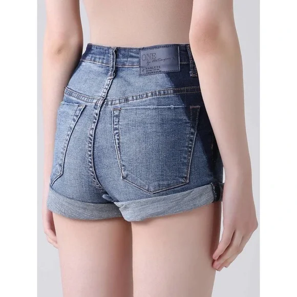 One Teaspoon Harlets Denim Shorts Superstar Blue Size 26